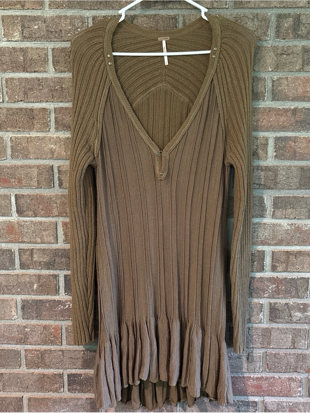 Free People • Ribs and Ruffles Olive Tunic Small